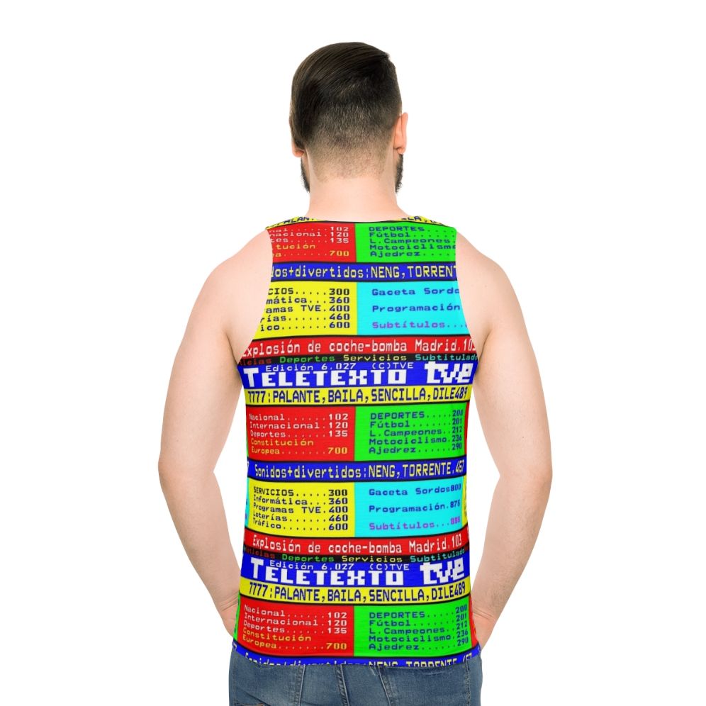 Unisex tank top with retro teletext pixel art design