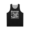 Unisex tank top featuring a pop art inspired classic vinyl record graphic