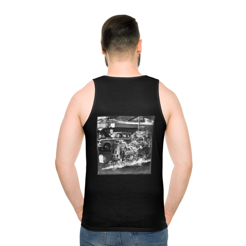Unisex tank top featuring a pop art inspired classic vinyl record graphic