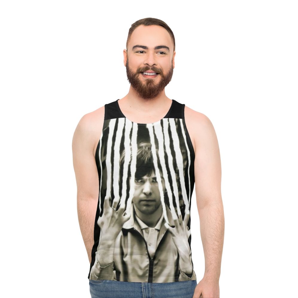 Retro unisex tank top with progressive rock band design