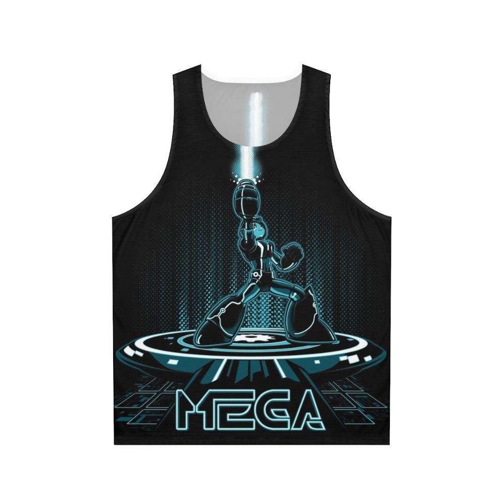 Retro unisex tank top with video game and movie crossover design
