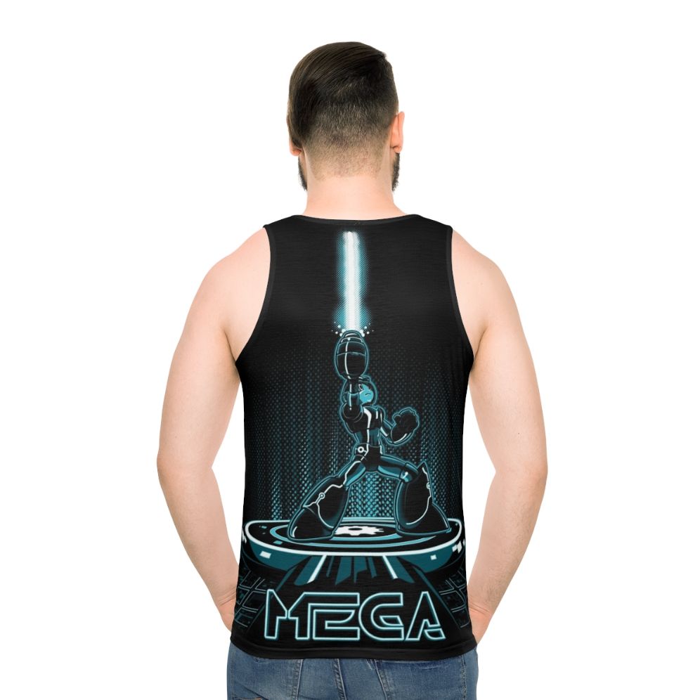 Retro unisex tank top with video game and movie crossover design