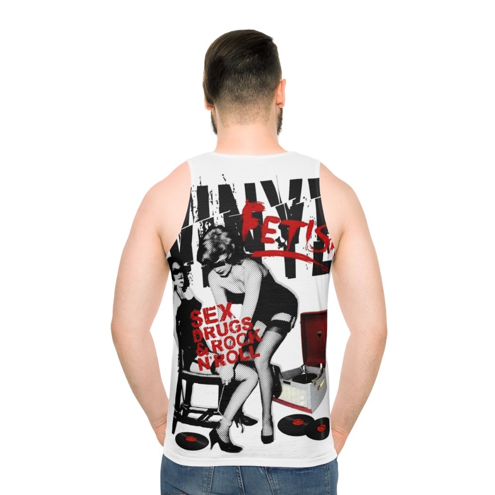 Retro unisex tank top with vinyl fetish graphic