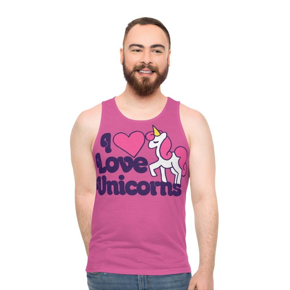 Retro unisex tank top with unicorn design