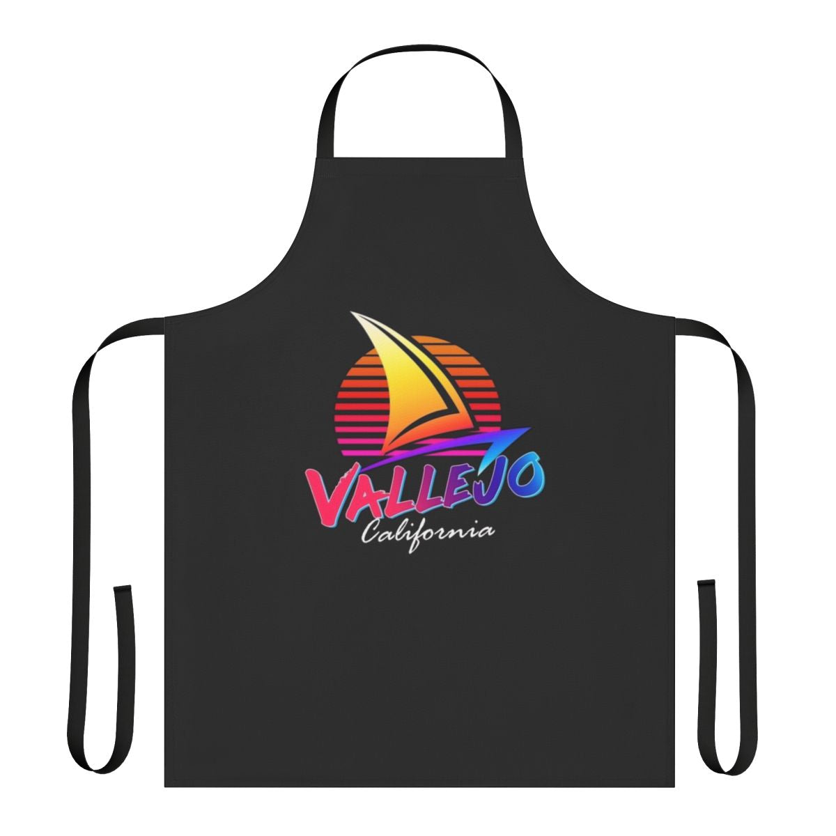 Vallejo California apron featuring a retro sunset sail design