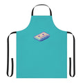 Vaporwave-inspired apron featuring a pixel art cassette tape design