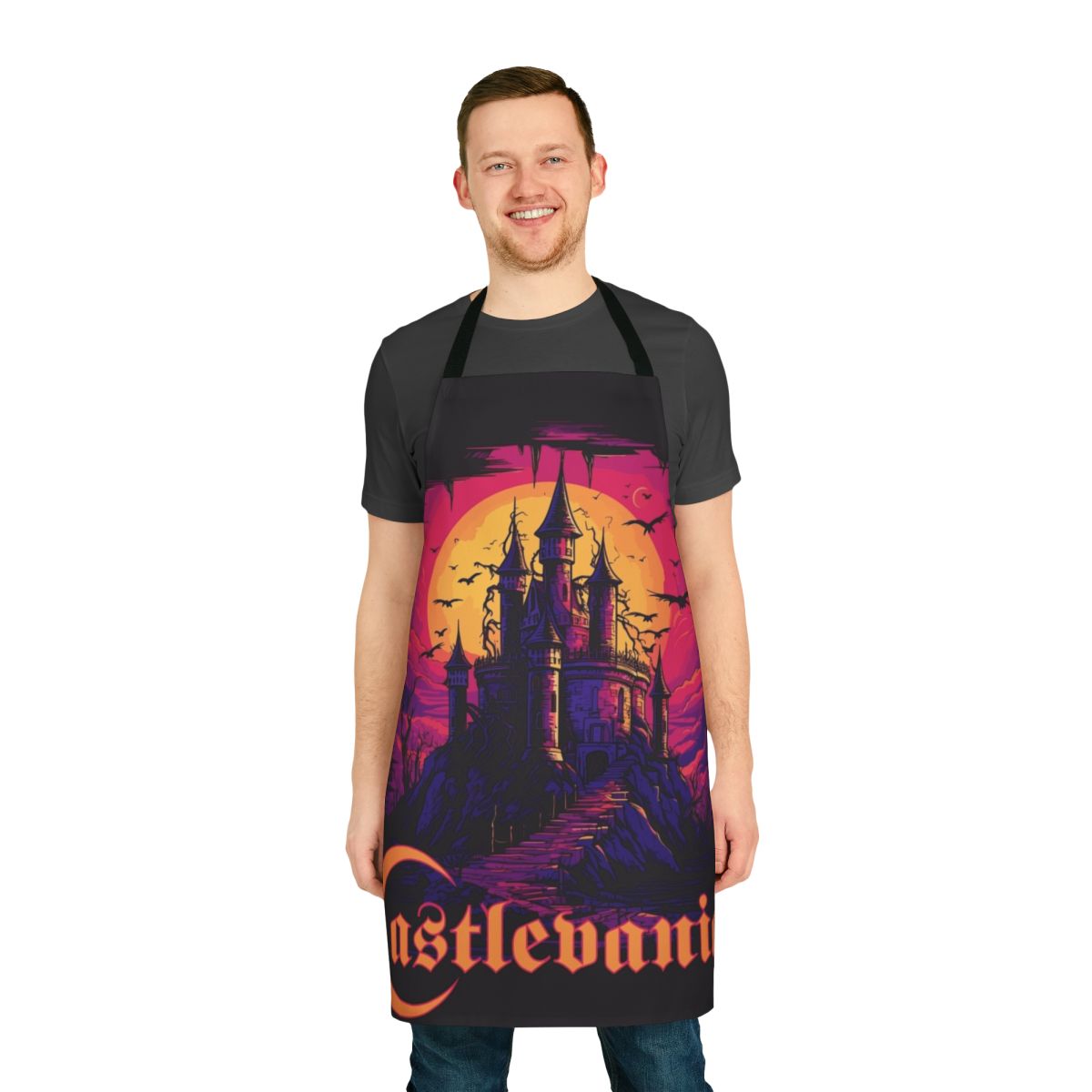 Castlevania-themed vaporwave style apron