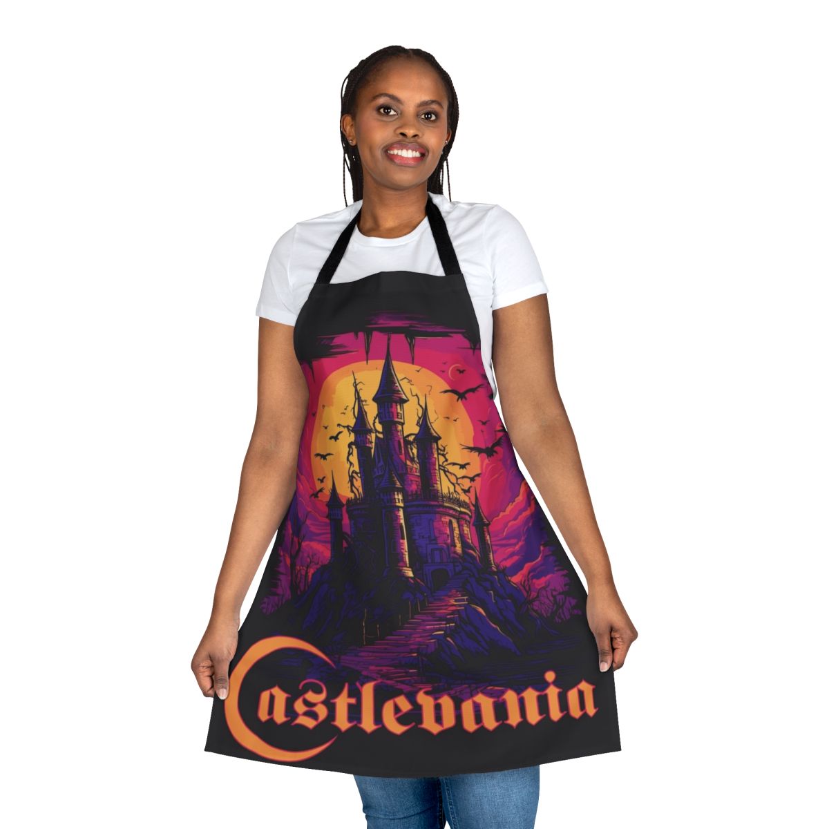 Castlevania-themed vaporwave style apron