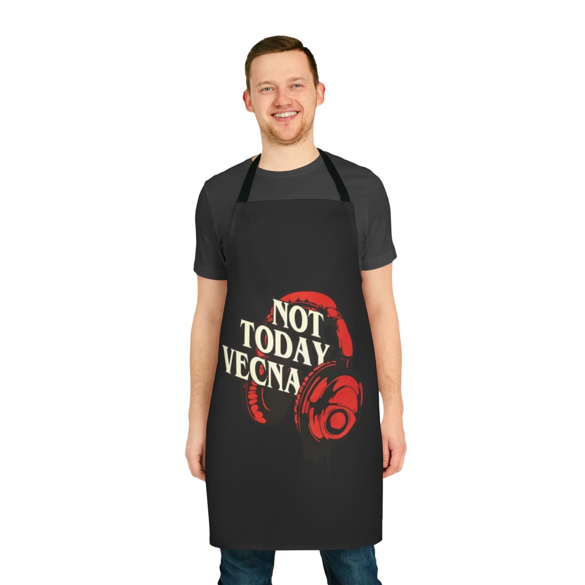 Retro-style apron with 'Not Today Vecna' design, inspired by the hit Netflix series Stranger Things