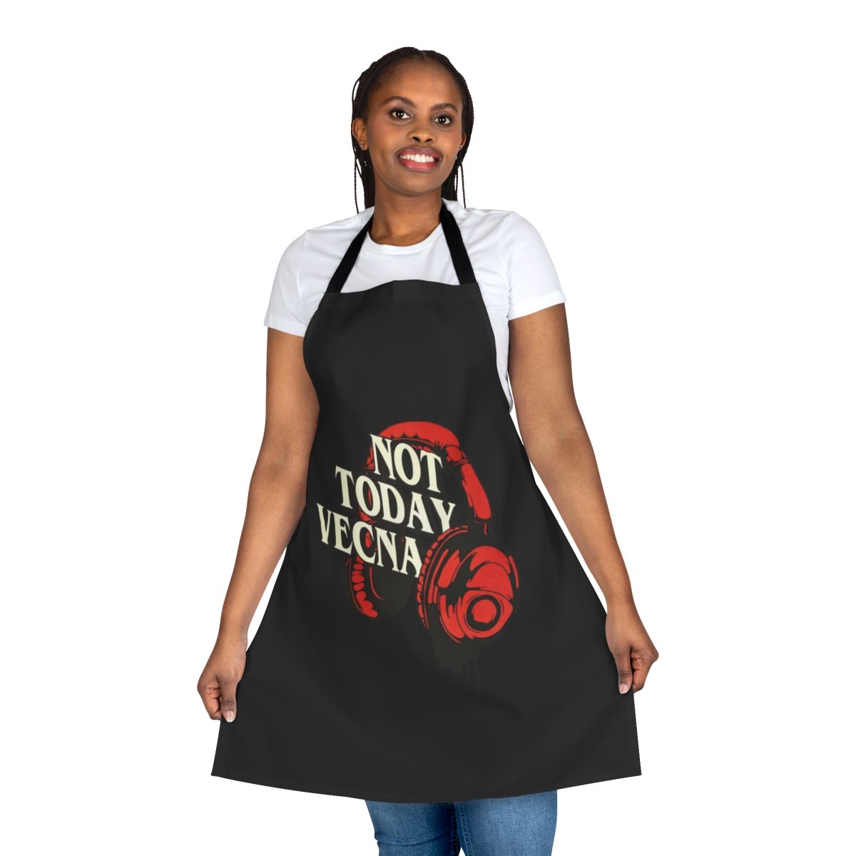 Retro-style apron with 'Not Today Vecna' design, inspired by the hit Netflix series Stranger Things
