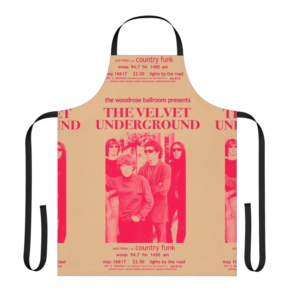 Colorful retro-style apron featuring a vintage inspired Velvet Underground promo poster design