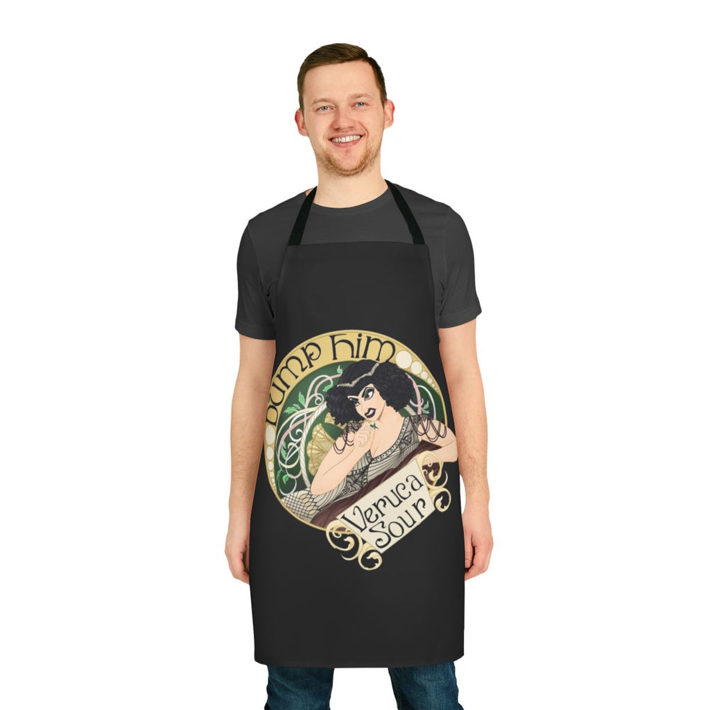 Retro apron featuring Veruca Sour inspired art nouveau style design