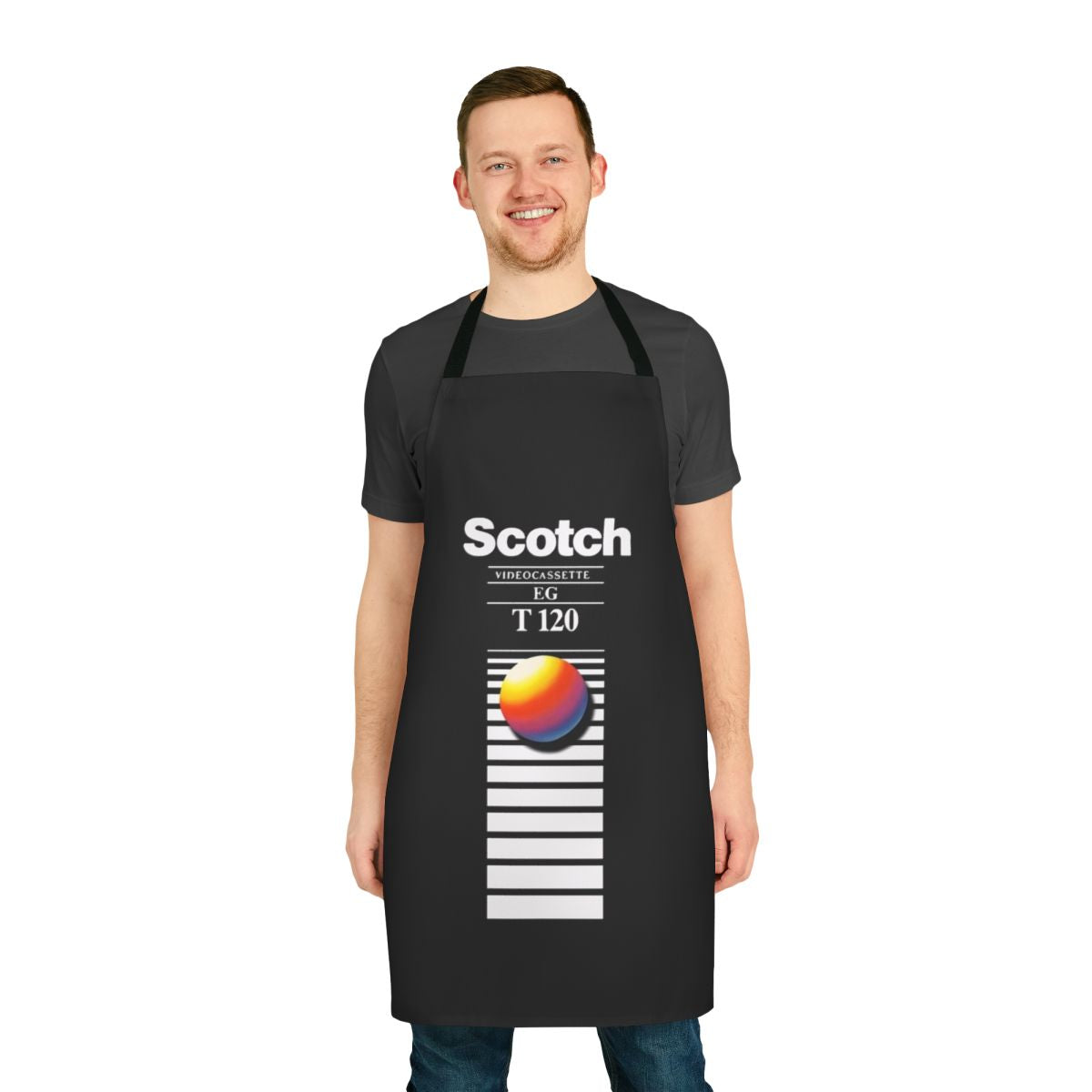 Retro VHS tape-inspired vaporwave aesthetic apron