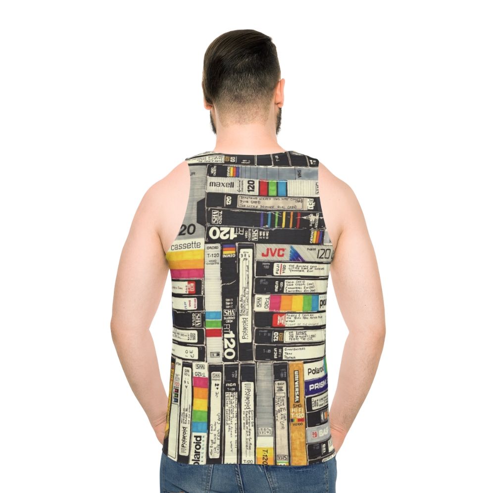 Retro VHS unisex tank top with pop art design