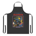 Retro video game horror-themed apron with a "Don't Sit Too Close" design