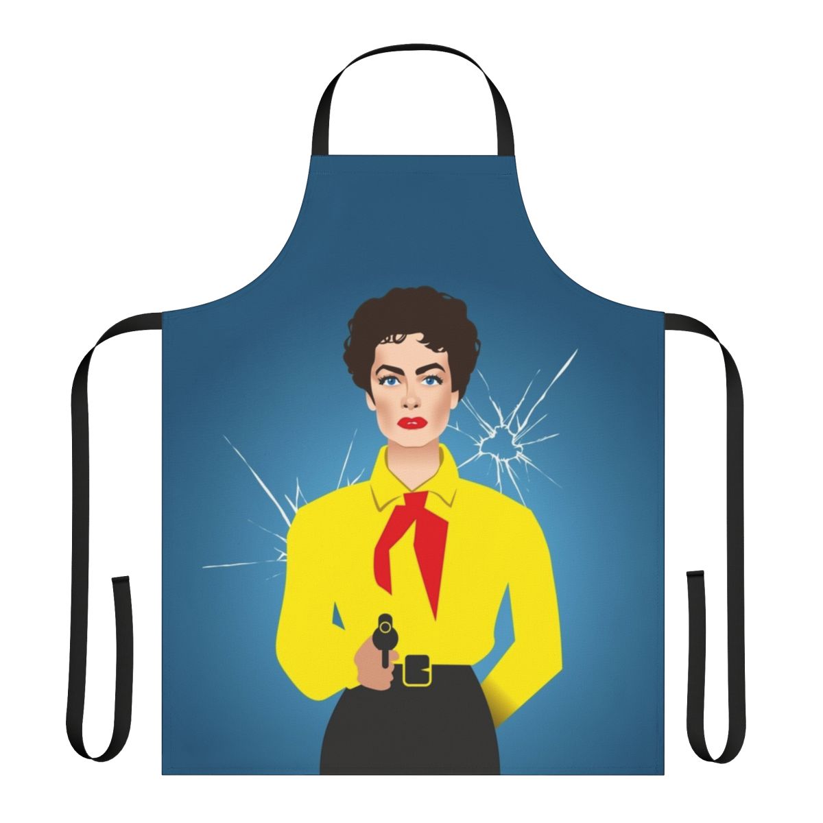 Vintage-inspired apron with a stylized Vienna print, paying homage to the glamour and camp of classic Hollywood films.