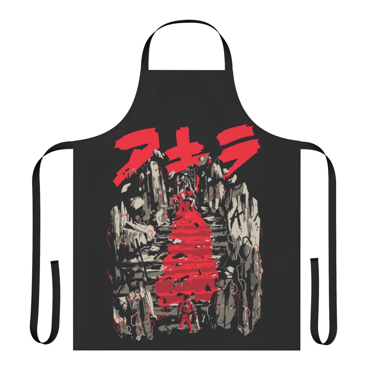Retro anime-inspired apron with futuristic cyberpunk design