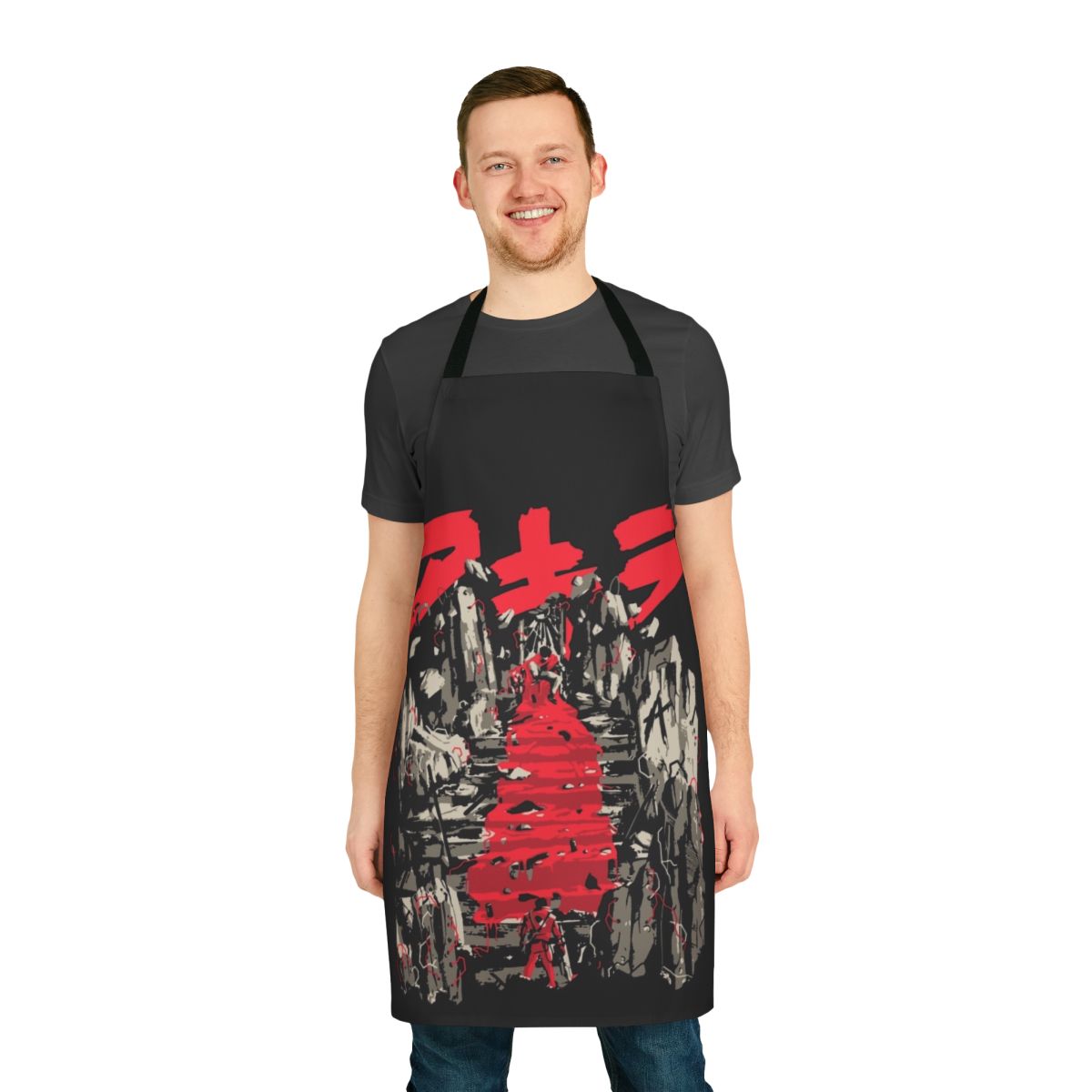 Retro anime-inspired apron with futuristic cyberpunk design