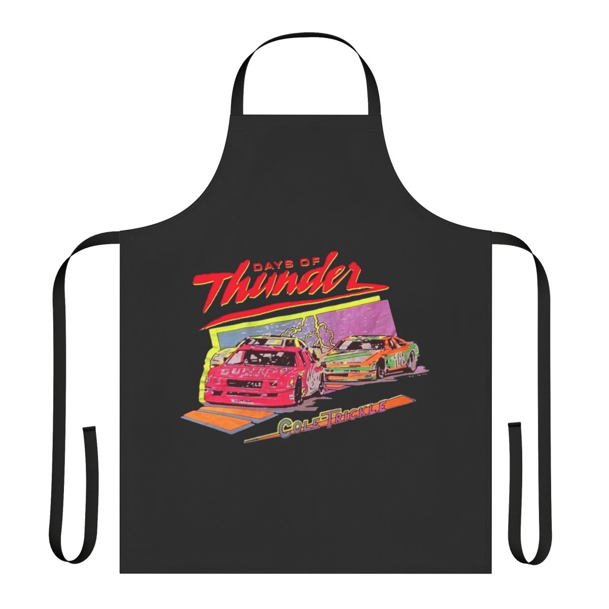 Vintage-style apron featuring a Days of Thunder movie design