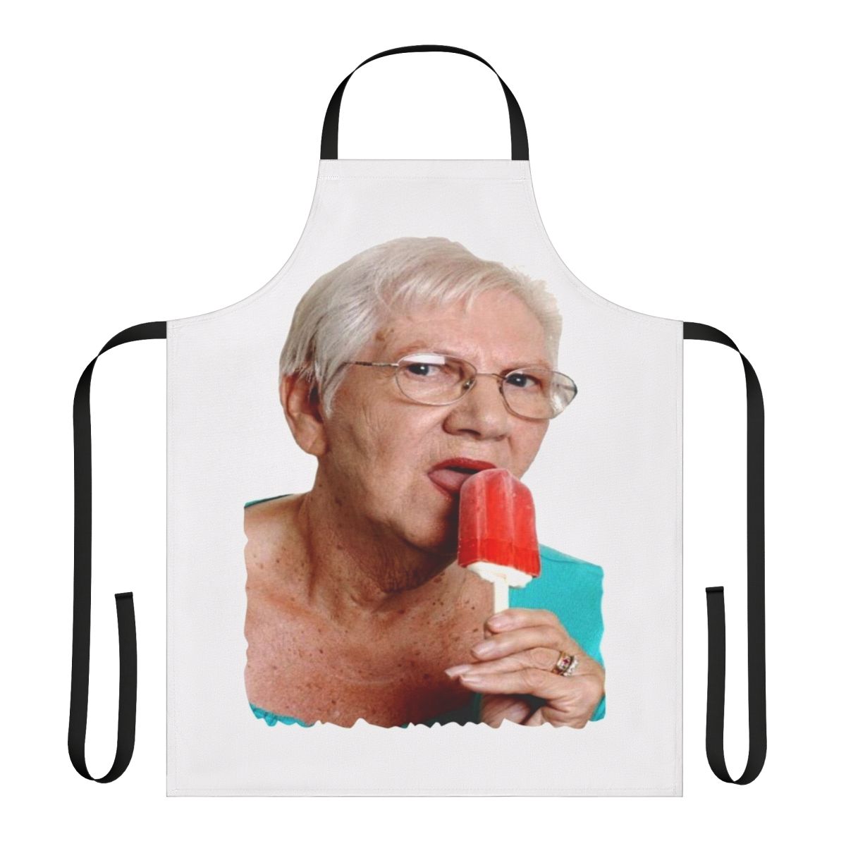 Retro vintage style apron with funny granny ice cream graphic design