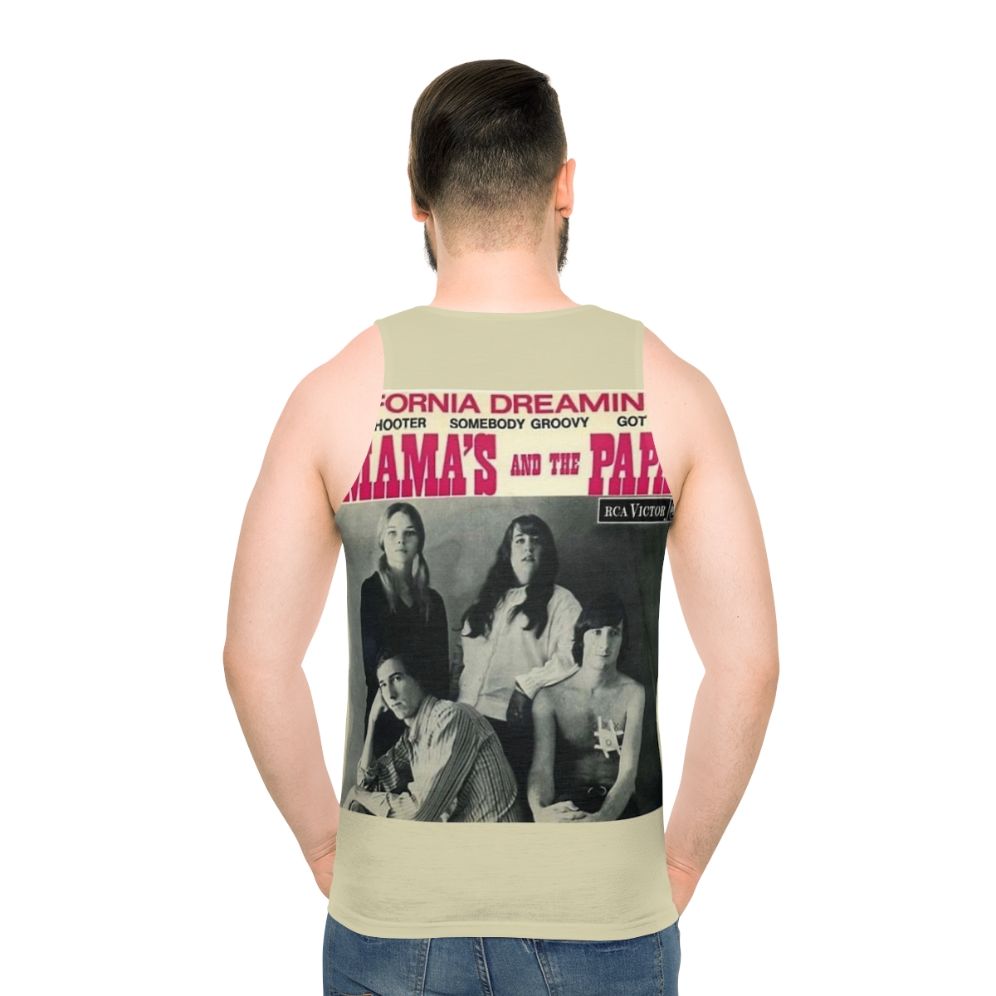 Retro vintage graphic tank top with Mamas and Papas band logo