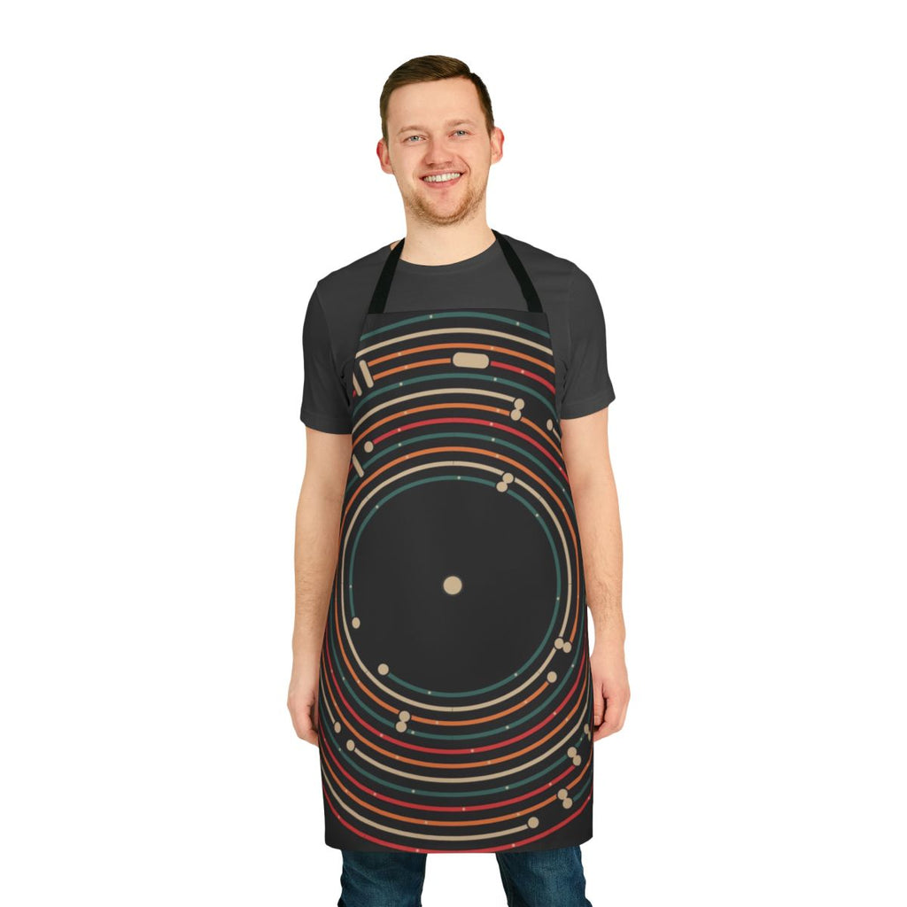Vinyl music record map labyrinth pattern apron