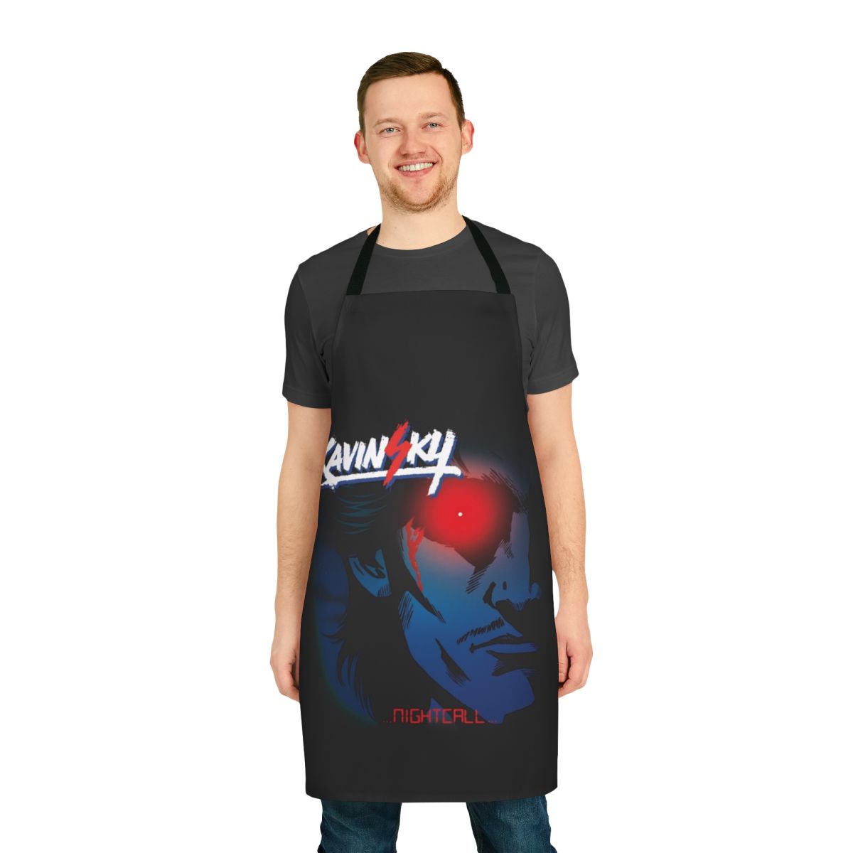 Retro wave disco apron featuring neon colors and inspired by the Nightcall song
