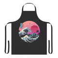 Retro wave patterned apron with Japanese-inspired design