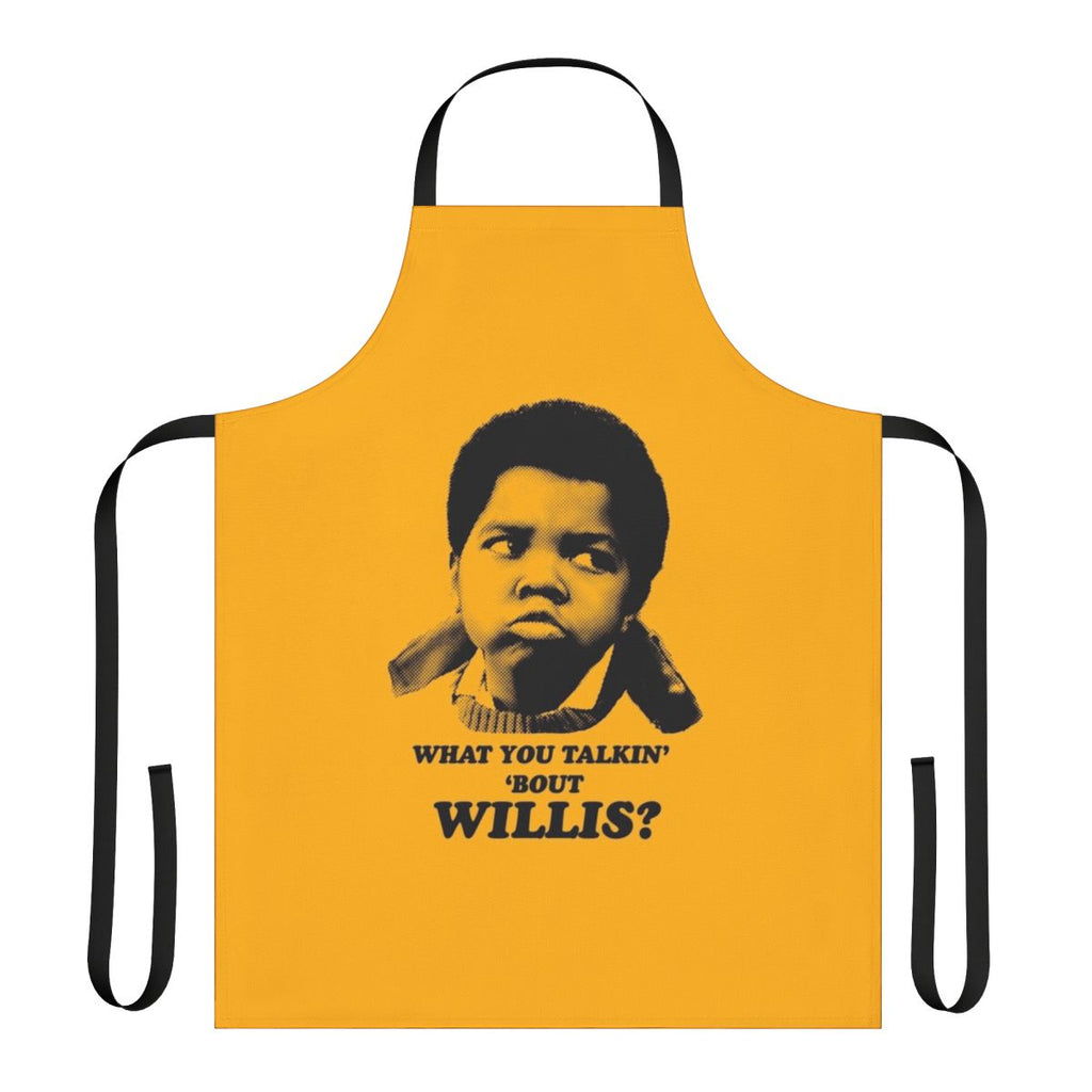 Retro apron featuring the iconic "What You Talkin' About Willis?" quote from the TV show Different Strokes