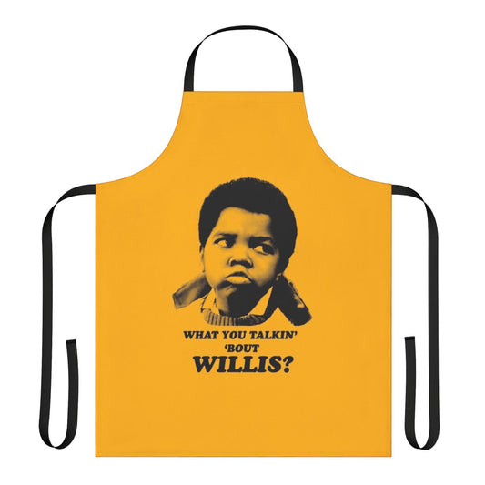 Retro apron featuring the iconic "What You Talkin' About Willis?" quote from the TV show Different Strokes