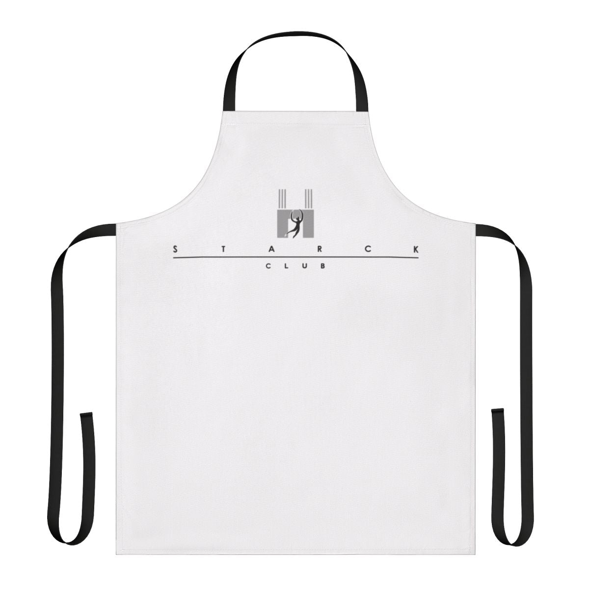 Retro white apron with abstract design inspired by 80s house music and industrial styles