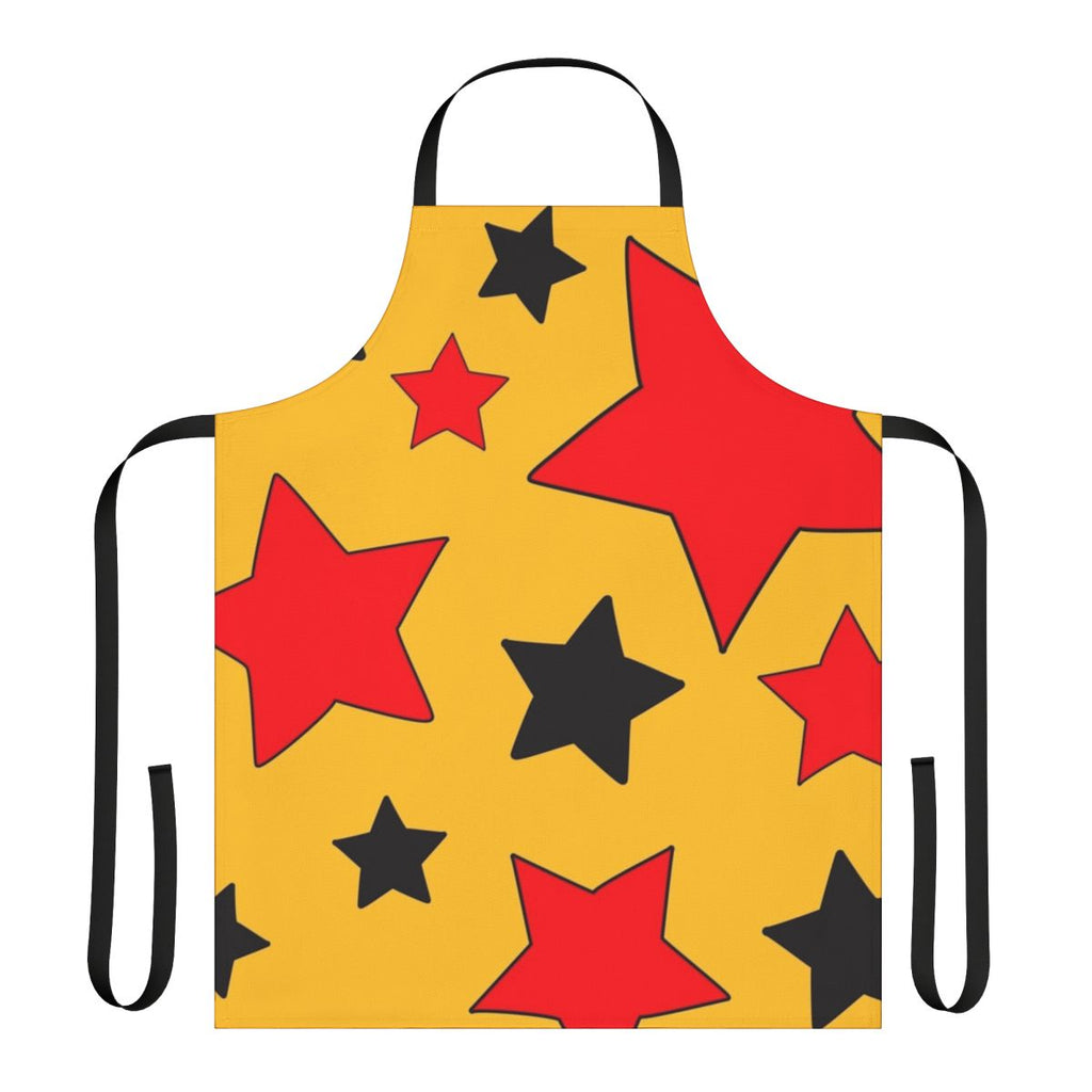 Vibrant apron featuring a retro wizard stars design inspired by underground and independent comics