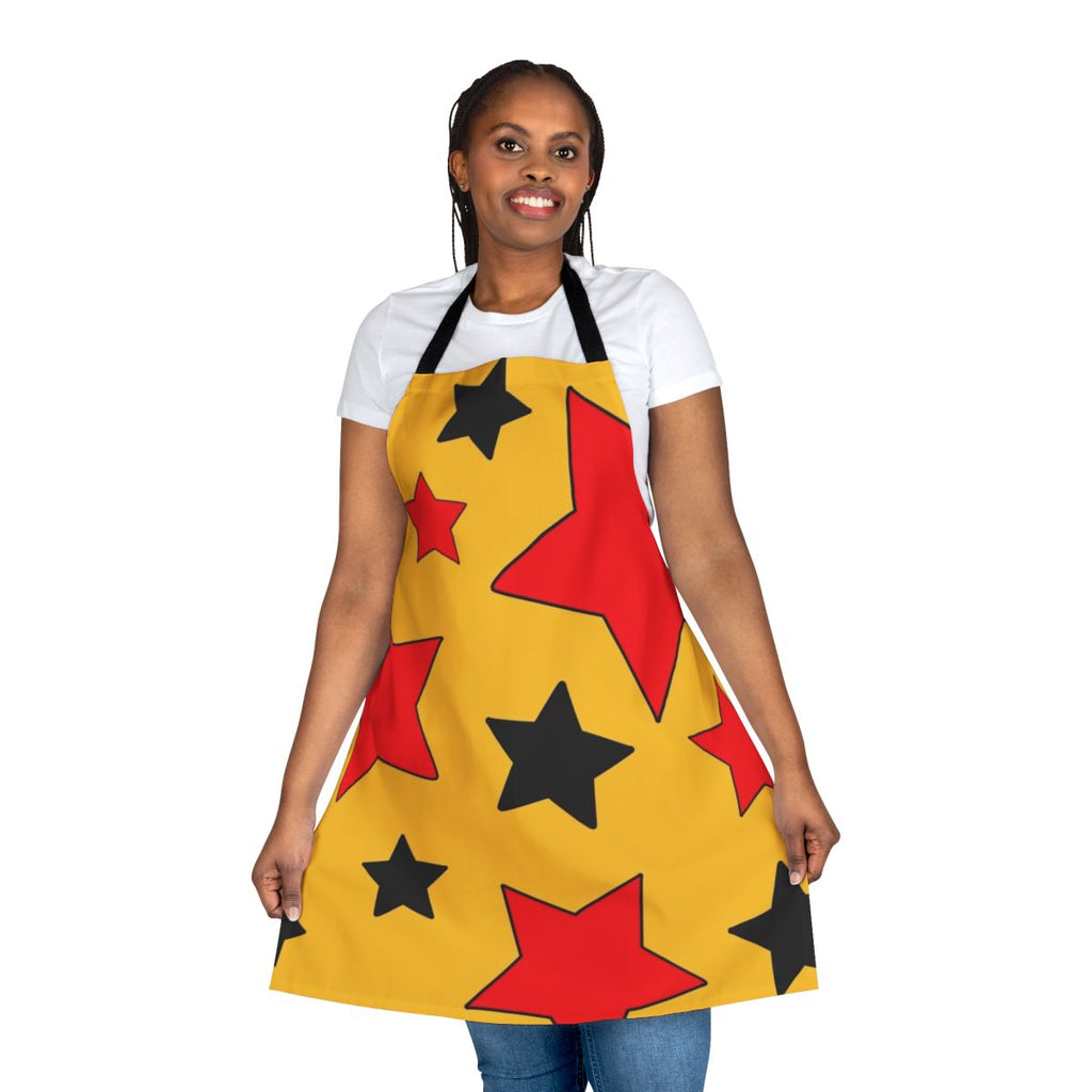 Vibrant apron featuring a retro wizard stars design inspired by underground and independent comics