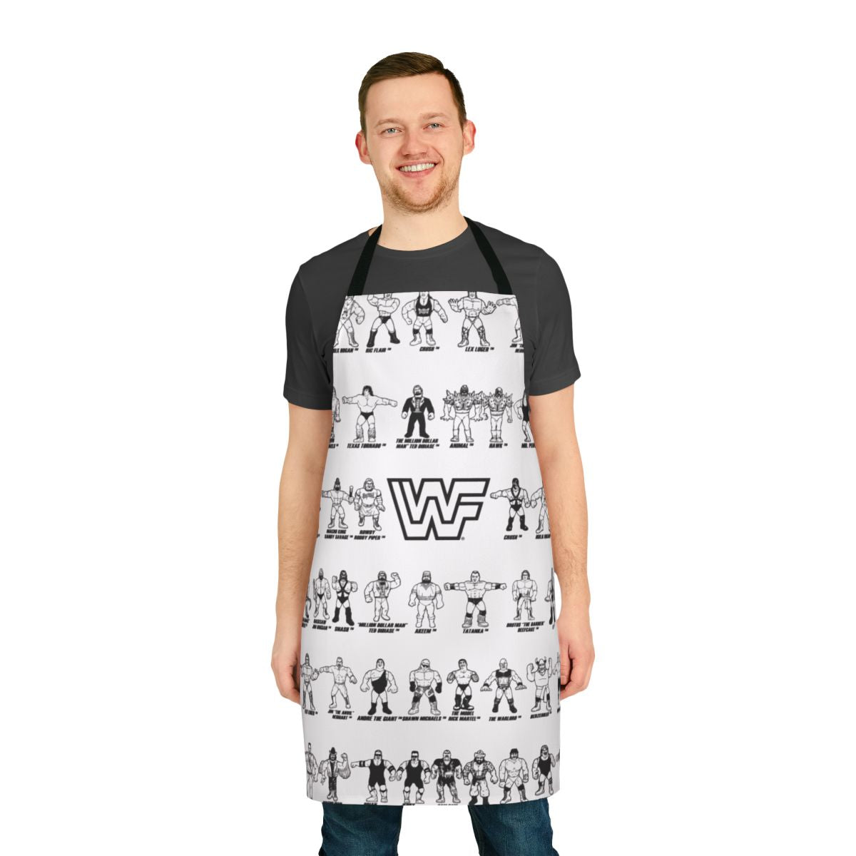 Hasbro-inspired retro wrestling figures apron