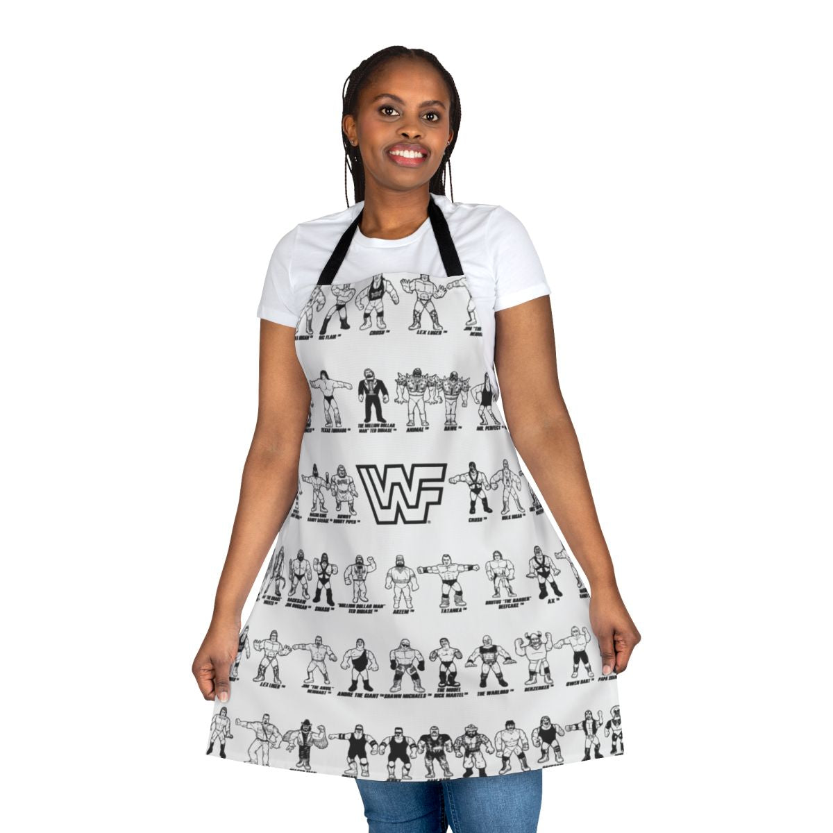 Hasbro-inspired retro wrestling figures apron