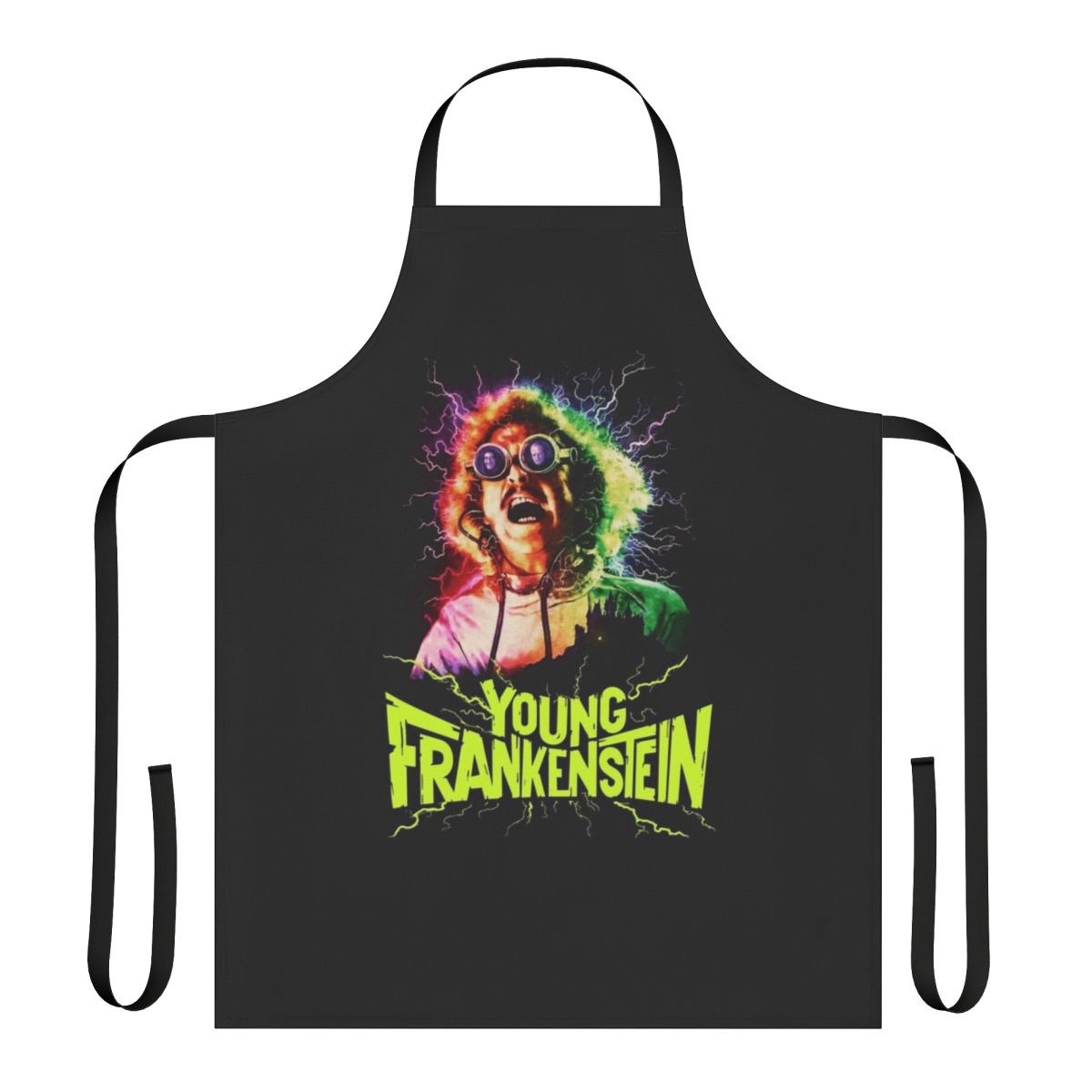 Retro-styled apron featuring the classic comedy horror film Young Frankenstein with Gene Wilder