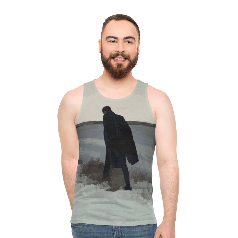 Retrograde unisex tank top with minimal design