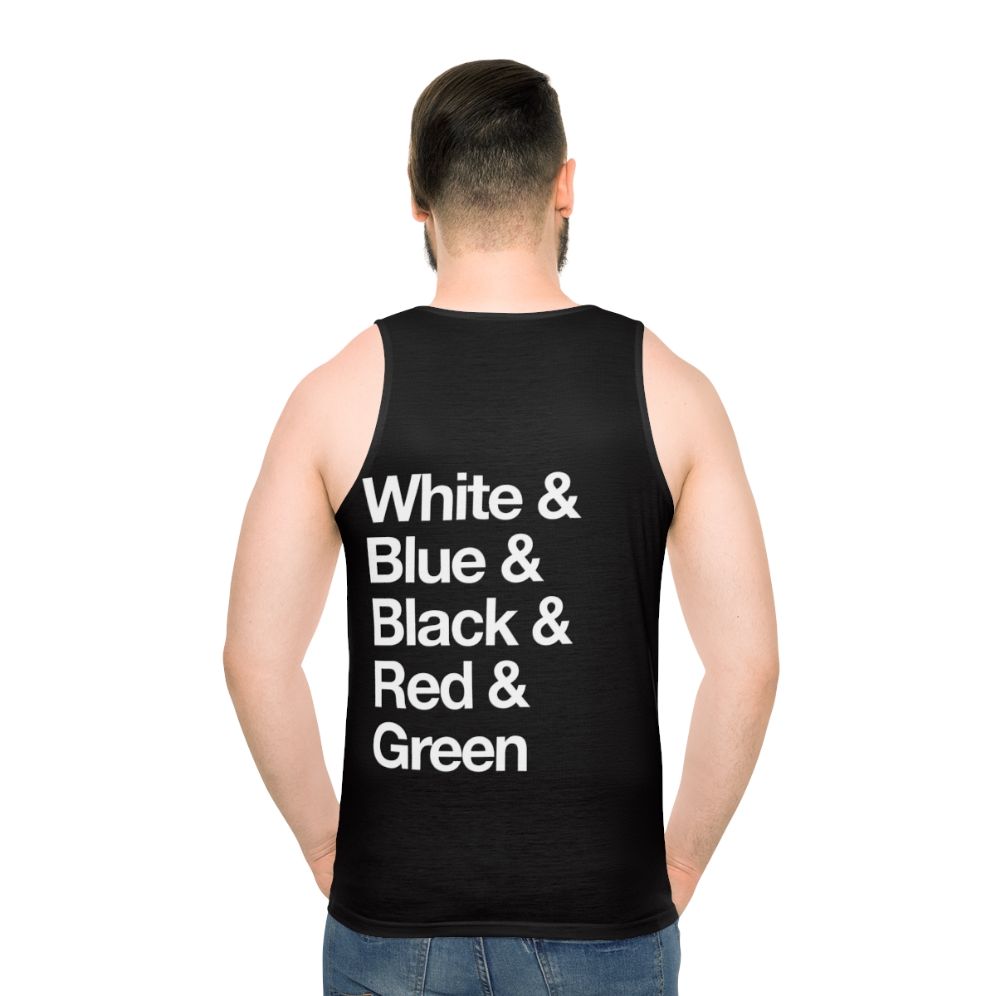 Reversible unisex color block tank top with MTG color wheel design