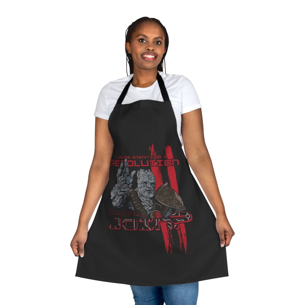 Revolting kitchen apron featuring Korg from the Marvel film Thor: Ragnarok