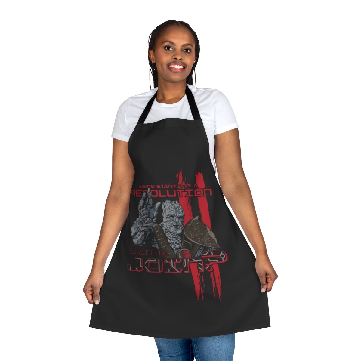 Revolting kitchen apron featuring Korg from the Marvel film Thor: Ragnarok