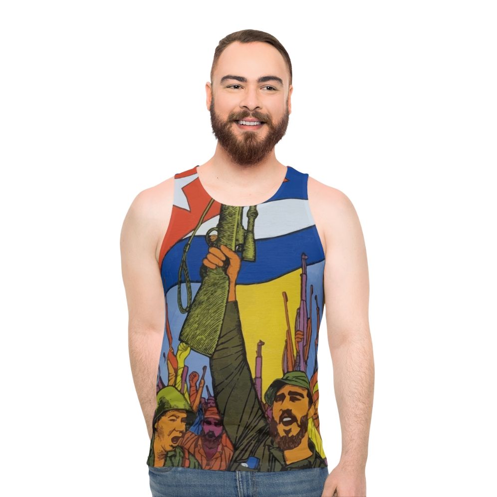 Unisex tank top featuring revolutionary communist icons