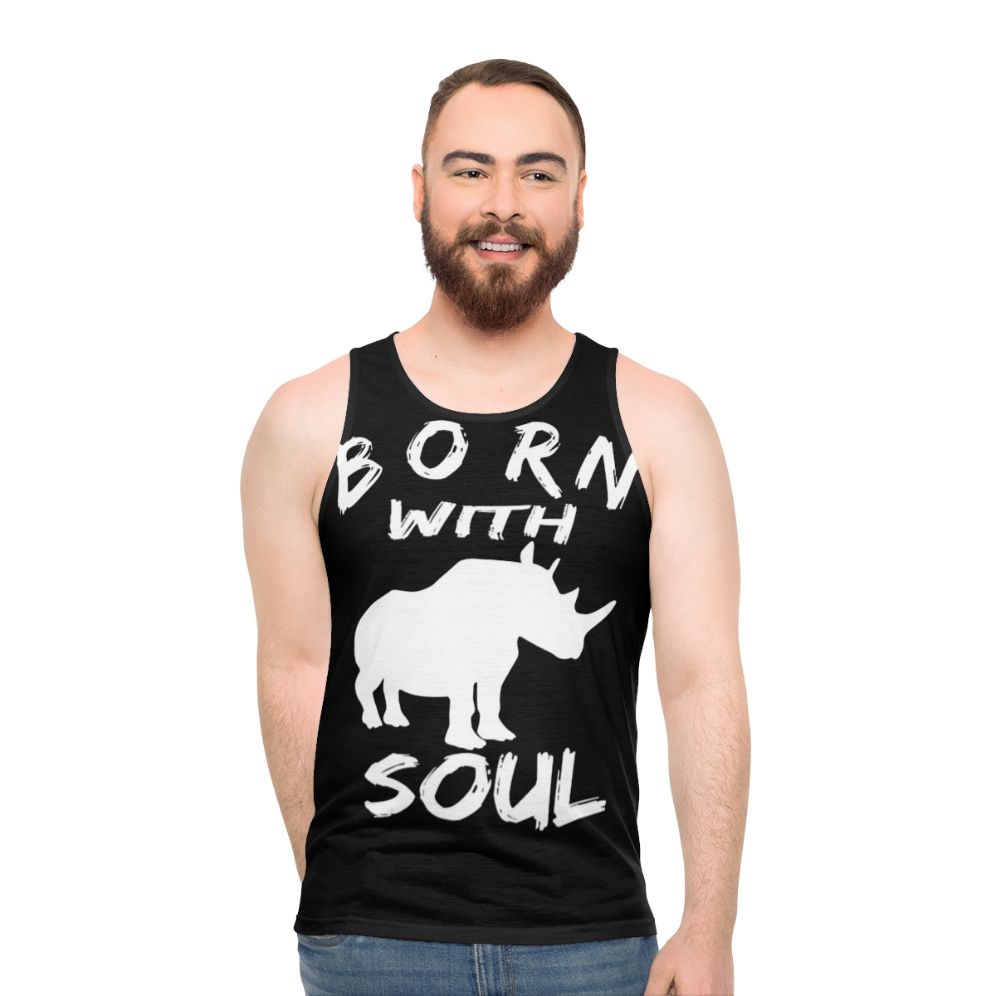 Unisex tank top with a rhinoceros graphic design