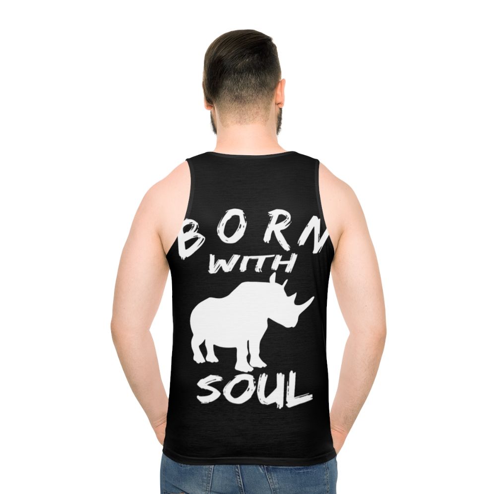 Unisex tank top with a rhinoceros graphic design