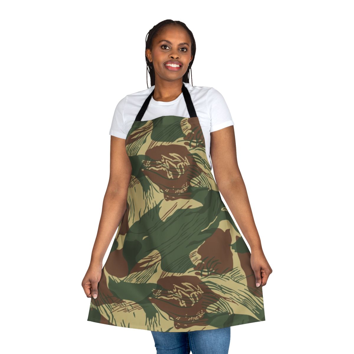 Rhodesian-inspired brushstroke camouflage pattern apron