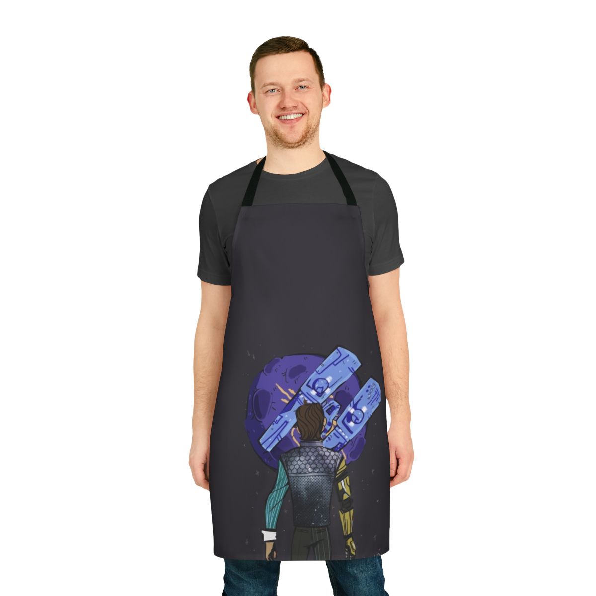 Rhys the Company Man inspired apron, featuring the character from the Borderlands video game series