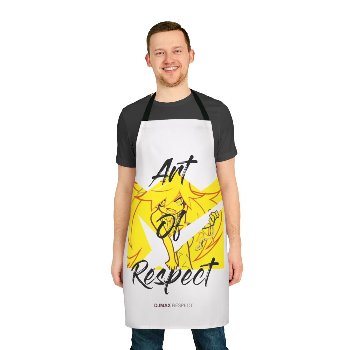 Djmax Emotional Sense Art-inspired apron with yellow and crown design