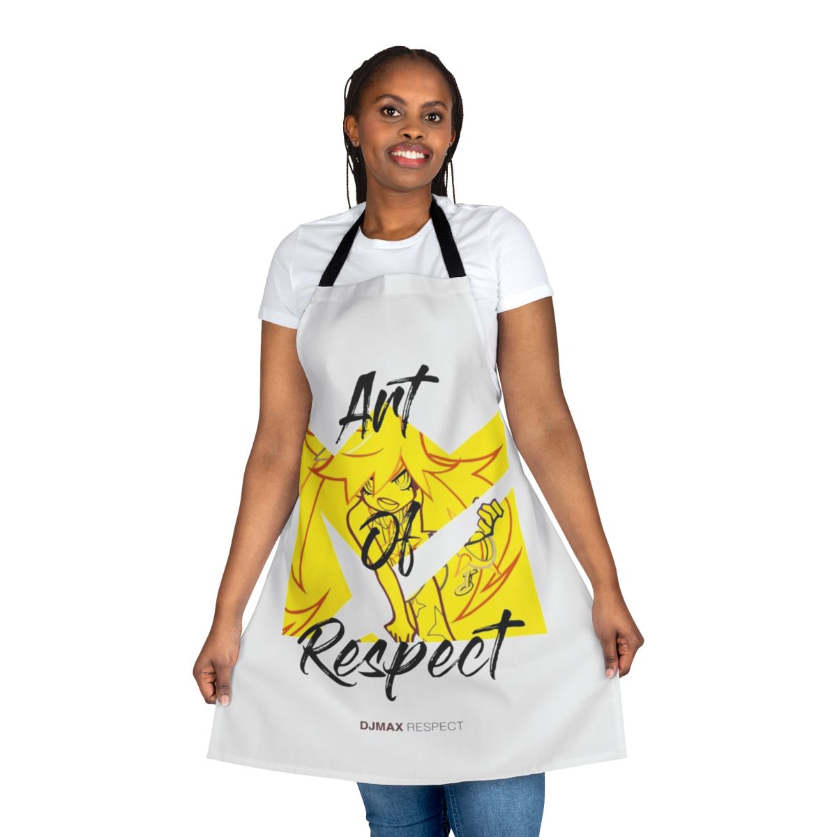 Djmax Emotional Sense Art-inspired apron with yellow and crown design