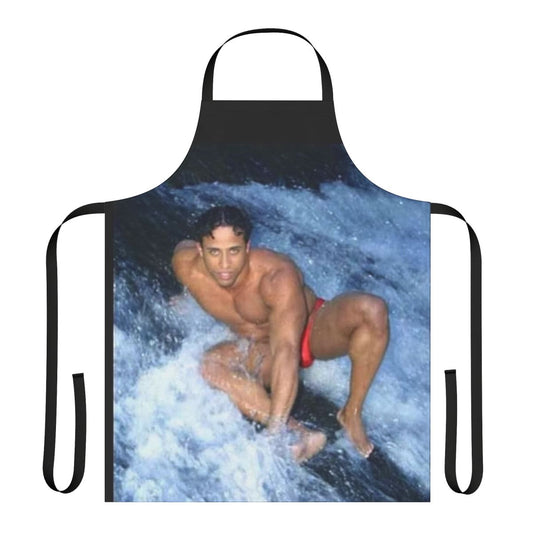 Ricardo Milos inspired apron featuring a playful meme design