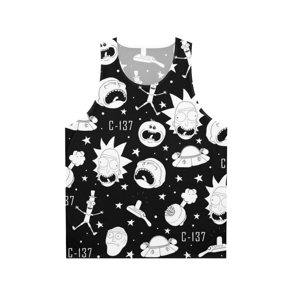 Rick and Morty black and white pattern unisex tank top