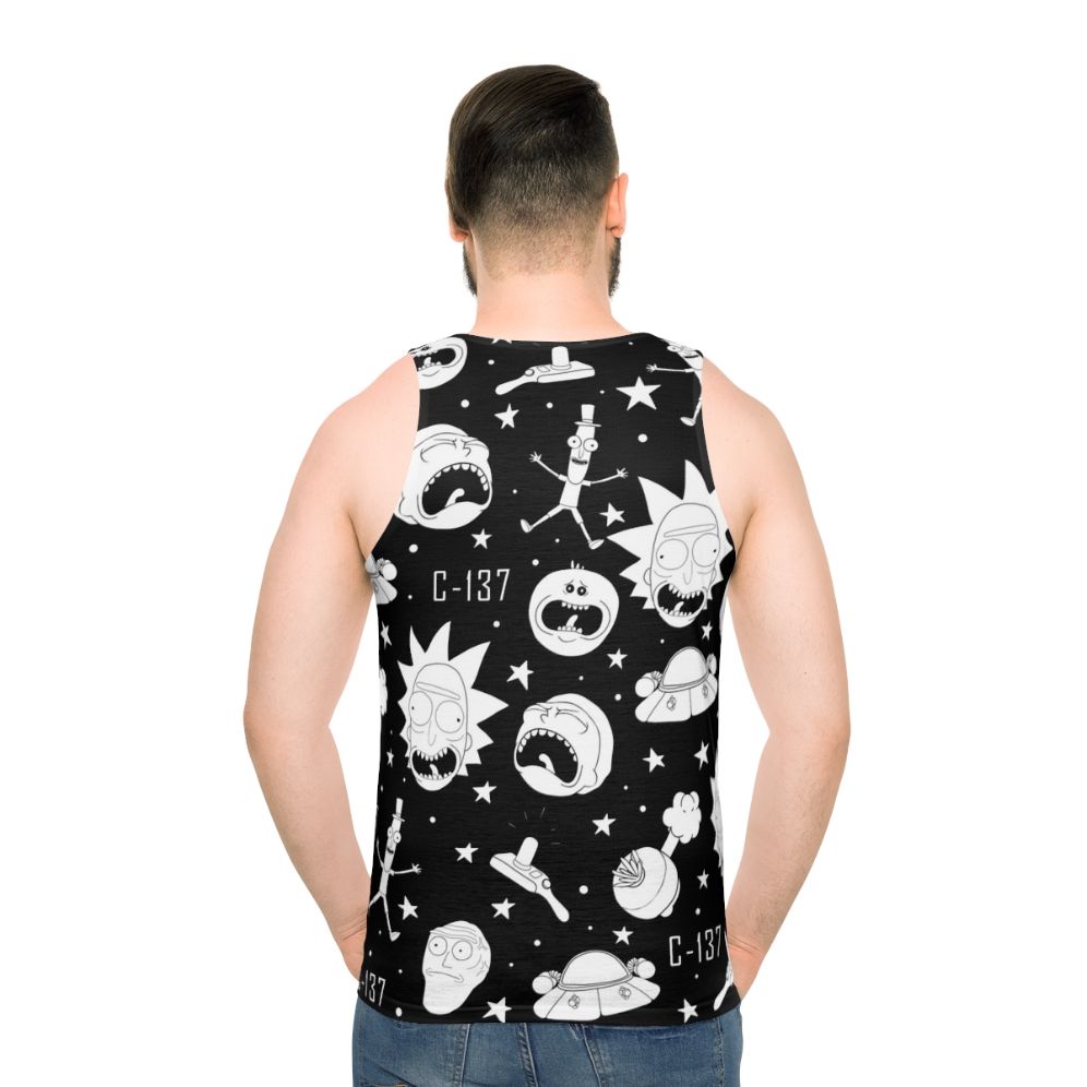 Rick and Morty black and white pattern unisex tank top